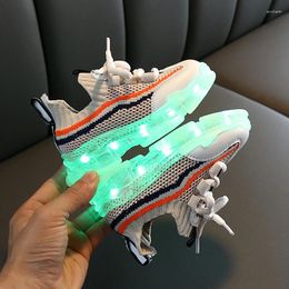 Athletic Shoes 2023 Fashion LED Luminous For Kids Children Casual Glowing Usb Charging Boys & Girls Sneaker With 7 Colours Light Up