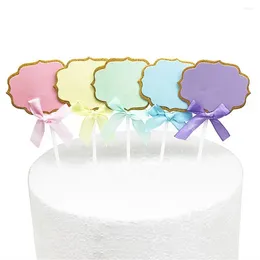 Cake Tools Paper Cupcake Topper With Bowknot Decoration Kit Writable Labels Ribbon For Cupcakes