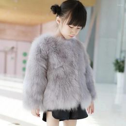 Jackets Spring Autumn Baby Girls Faux Fur Coat Thick Teen Warm Ry Kids Girl Fashion O-Neck Overcoat TZ334