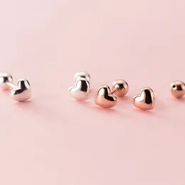 Stud Earrings Solid 925 Sterling Silver Love Heart Screw For Women Valentines Day Gift Jewellery