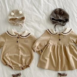 Rompers 3405B born Clothes Sister Baby Bodysuit Or Dress Autumn Girls Toddler 231013