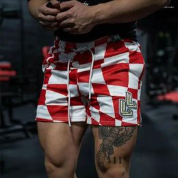 Men's Shorts 2023 Casual Checkered Fashion Fitness Quick Drying Breathable Sports Pants Printed Logo