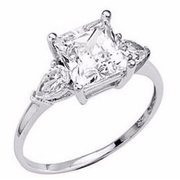14K White Gold 2 25 ct Princess cut Man Made Simulation Diamond Engagement Ring168P
