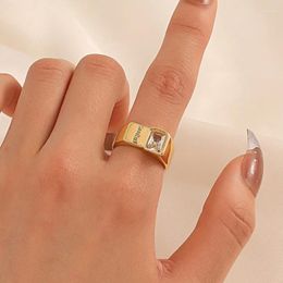 Cluster Rings European And American Letters Lucky Ring Fashion Personality Metal Geometric Square Open Index Finger Jewelry Women