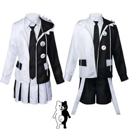Cosplay Cosplay Game Danganronpa V Killing Harmony Monokuma Costume Anime School Jk Uniform Halloween Black And White Suit