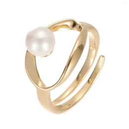 Cluster Rings HESHI 925 Sterling Silver Gold-plated One Type Big Pearl Geometric Irregular Open Anniversary Wedding For Women In