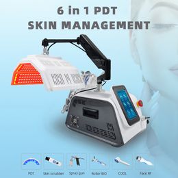 Hot Sale Portable PDT LED Skin Rejuvenation Pore Shrinking Wound Healing Whitening Pigment Remove Beauty Salon with RF Icy Handle Scrubber Spray Gun 6 in 1 Salon