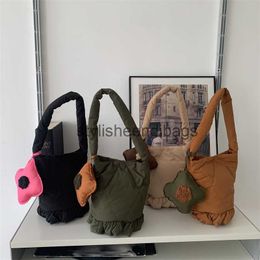 Shoulder Bags cute and minimalist flower bucket bag portable bag women's color single shoulder color cotton tote bag trendystylisheendibags