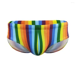 Men's Swimwear Sexy Mens Calzoncillos Hombre Briefs Swimsuit Striped Soft Shorts U Convex Underwear Bulge Bikini Lingerie