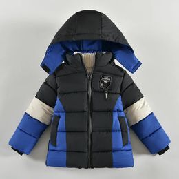 Jackets Winter Boys Thick Coat Cotton Clothes Teenager Plus Velvet Warm Kids Hooded Padded Parka Outerwear 25 Years 231013