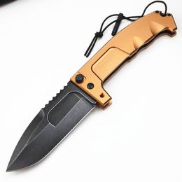 E-RAO Heavy Duty Folding Knife 4.37" Black N690 Drop Point Blade Black Aluminium Handles outdoor Survival Gear tactical camping hunting EDC tool best Knives