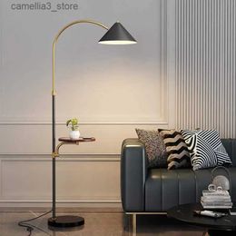 Floor Lamps Living Room Led Floor Lamp Design Nordic Stand Light Home Decor Bedroom Bedside Sofa Lighting Fixture Fabric Lampshade Black Q231016