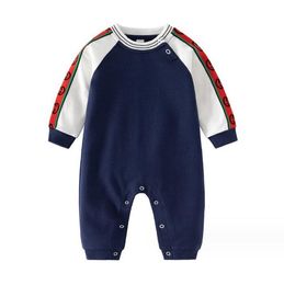 Bahar Sonbahar Bebek Marka Yük atanları Mektuplar Baskılı Yenidoğan Pamuk Tulumları Toddler Çizgili Onesies Bebek Uzun Kollu Romper