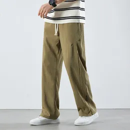 Men's Pants American Styles Wide Leg Sports Casual For Men Hip Hop Breathable Loose Fitting Straight Split High Street Trousers