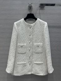 Women's Jackets Soft Tweed Coat Classic Round Neck H Version Of The Advanced Atmosphere And A Sa! Great White Skin Temperament