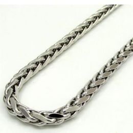 16-30 4mm 14k White Gold Franco Wheat Italy Spider Chain Necklace Mens285C