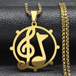 Pendant Necklaces Music Treble Clef Note Necklace For Women Men Stainless Steel Gold Colour Musical Symbol Chain Gift Jewellery Colar N9747S02