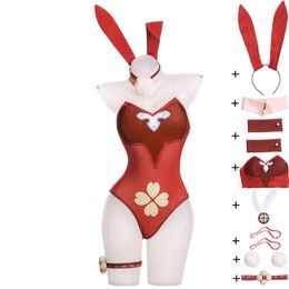 Cosplay Anime Game Genshin Impact Mondstadt Knights Of Favonius Klee Spark Cosplay Costume Halloween Sexy Woman Red Bunny Girl Suit