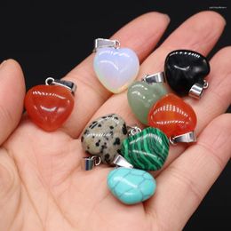 Pendant Necklaces 6pcs Natural Heart Damation Jasper Green Aventurine Stone For Women Necklace Earring Accessories Jewelry Making 16x16mm