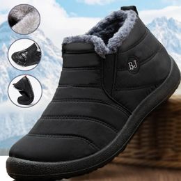 Dress Shoes Men Boots Waterproof Winter Boots Lightweight Snow Boots Warm Fur Men Shoes Plus Size 47 Unisex Ankle Boots Slip on Casual Shoes 231016