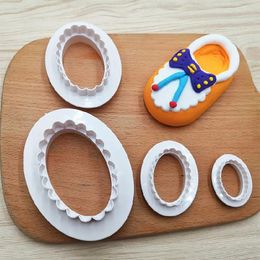 Baking Moulds Plastic Ellipse Oval Flower Cake Mould Fondant Cookie Cutter Slicer Decorating Tools For Biscuit Mould 4pcs/set A