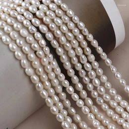 Loose Gemstones (20cm)3.5-4mm White Rice-Shaped Pearls Natural Freshwater Cultured Pearl Beads Semi-Finished DIY Jewellery Making Materials