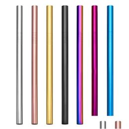 Drinking Straws Coloured 12Mm Smoothie St Bubble Tea Stainless Steel Milky Drink Drop Delivery Home Garden Kitchen Dining Bar Barware Dhdrm