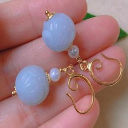 Dangle Earrings Natural Round White Jade Pearl Beads Eardrop Ear Hook Diy Halloween Freshwater Easter Classic Thanksgiving Stud