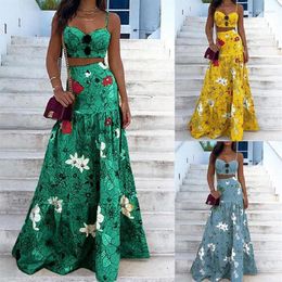 Casual Dresses Spring And Summer Style Wrap Bosom Show Navel Condole Belt Dress Long Skirt Female Sexy Halter Elegant Women2968