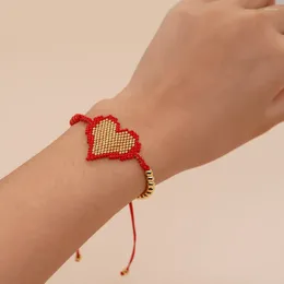Charm Bracelets YASTYT Handmade Lucky Red Rope Bracelet Gold Plated Heart Beaded Adjustable Bangle Friendship Couple Valentine's Gift