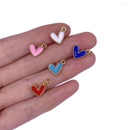 Pendant Necklaces 2023 Summer Mini Love Heart Colorful Enamel Copper Plated Necklace Bracelet Accessories For DIY Women Fashion Jewelry