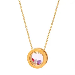 Pendant Necklaces Factory Price Circle Classical Necklace 18K Gold Plated Stainless Steel Couples Gifts Jewelry