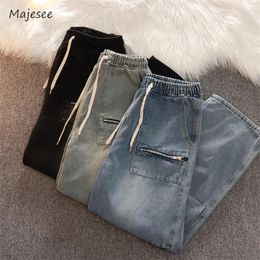 Men's Jeans Pleated Men Leisure Cosy Baggy Hip Hop Personality Teenagers European Style Mopping Zipper Design Trousers 2023