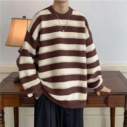 Men's Vests Men Sweater Winter Pullers Women Striped Casual Jumper Oversize Couple Harajuku Shirt Warm Puller 2023 Knitted