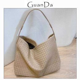 Large Female Luxury Soft Woven Shoulder PU Capcity Leather Knitting Women Hobo Tote Versatile Bag Lady Composite Handbag Set