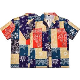 Europe America Spring Summer Vintage patchwork Shirt Bandanna Paisley beach Short Sleeve Men Women Casual fashion street wear Tee259G