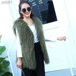 Women's Fur Faux Fur Luxury Thick Warm Mongolia Sheep Fur Vest Women New Winter Hot V-neck Sexy Wool Fur Coat HT92L231016