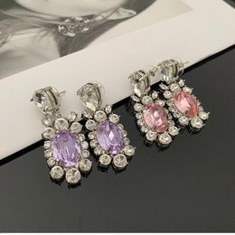 Stud Earrings European And American Fashion Style Retro Colour Zircon Super Flash Girl Wind Heavy