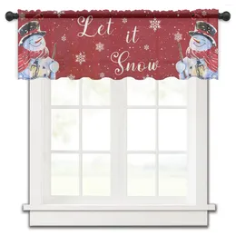 Curtain Christmas Snowman Snowflake Small Window Valance Sheer Short Bedroom Home Decor Voile Drapes