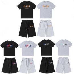 Men's T-Shirts Brand Men's Tracksuit T-shirt Shorts Suit Two Piece Sets Summer Plush Embroidery Trapstar Short Sleeve Sp235h