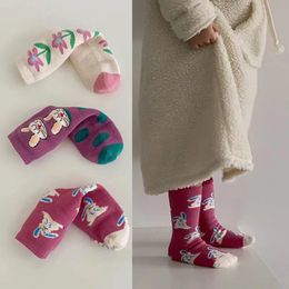 Çocuk SOCKS 3 Çift/Set çorap ortalama çorap çocuklar Gilrs için Sonbahar Çiçek Çorap 3 ~ 12 y Bebek Kız Çorap Çocuk SOCKS 231016