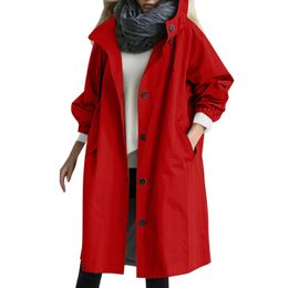 Giubbotti Donna 2024 Moda Trench Coat Coreano Trendy Casual Con cappuccio Medio lungo Cappotto antivento Primavera Autunno Fe Cappotto Outwear 1GIWJ