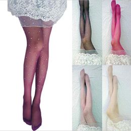 Women Socks INDJXND Womens Ladies BASIC Stretch Woman Sexy Nylon Elastic Thin Bling Crystal Rhinestone Pantyhose Tights Stockings 2023