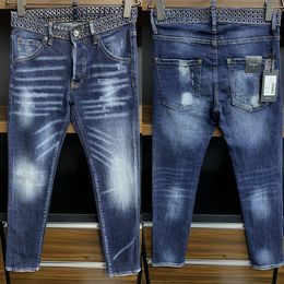 Italian fashion European and American men's casual jeans high-end washed hand polished quality Optimised 990101