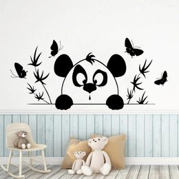 Wall Stickers Panda Nursery Kids Bedroom Art Decor Cartoon Butterflies Bamboo Living Room Self-adhesive Decals Z110