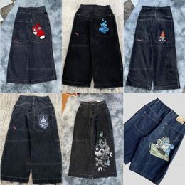 JNCO Herren jnco Jeans für Herren Y2k Streetwear Hip Hop Boxhandschuhe Grafikdruck Baggy Schwarze Hose Männer Frauen Harajuku Gothic Wide 307R