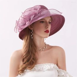 Berets Hat Fascinator Bridal Wedding Tea Women'S Party Baseball Caps Women Wide Brim Flower Mesh Cap Ladies