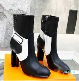 2023 Boot Side Zip Martin Boots High Heels Fashion Black Blue Red Leather