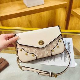 75% outlet store High quality bag for women 2023 New printed crossbody Versatile ins mesh red rivet chain small square model 5598