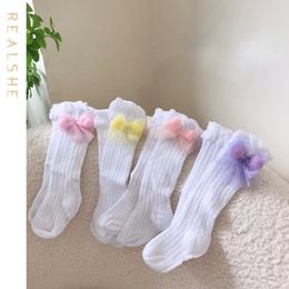 Детские носки, 4 пары/лот, детские носки для девочек, милые тюлевые носки принцессы с бантом для малышей, детские носки, детские аксессуары 231016